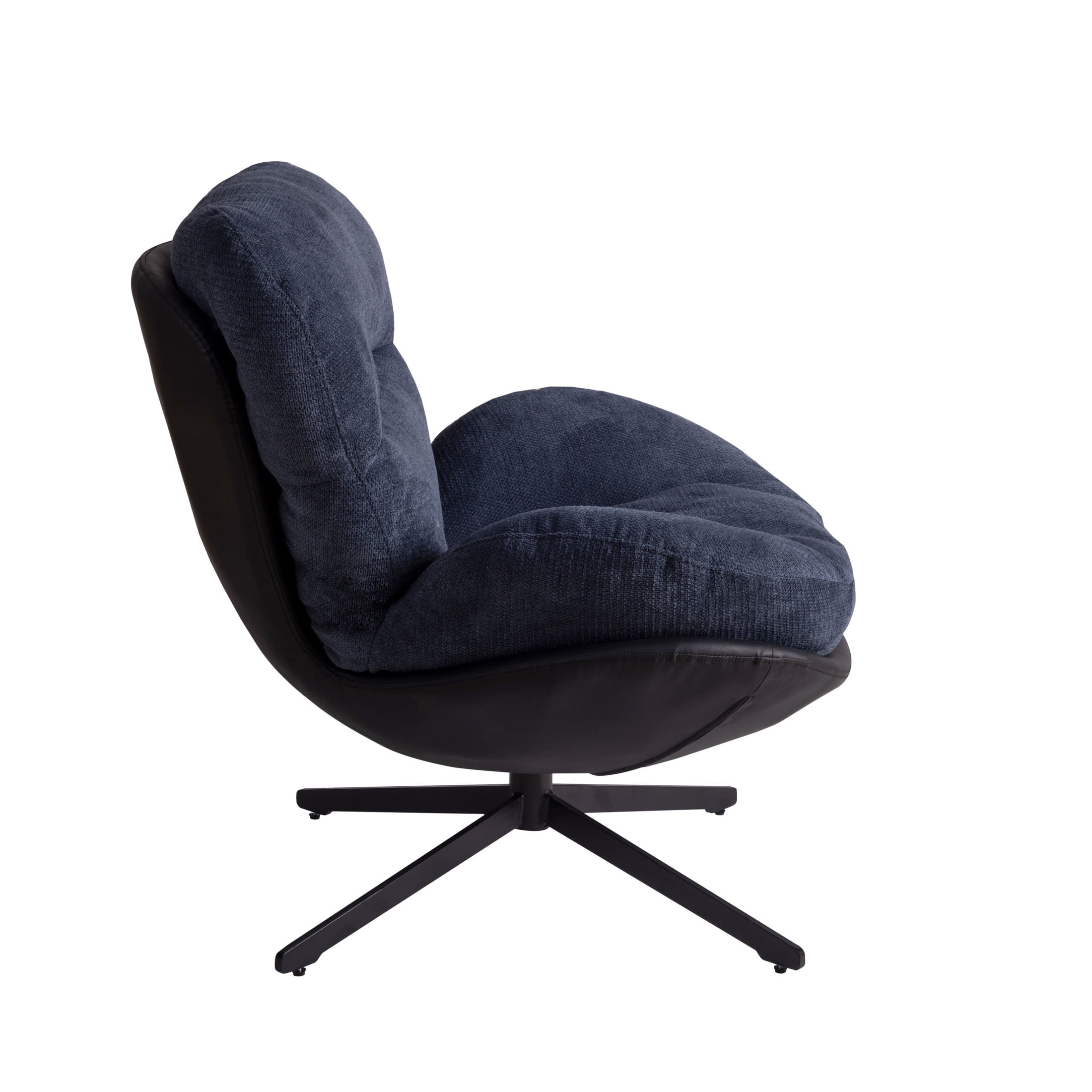 Talvora Modern 360° Swivel Upholstered Chenille Accent Chair, Metal Base, Navy Blue