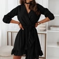 thumbnail image 5 of Vestido casual HUOGUO Vintage Sexy de color liso para mujer, 5 of 5