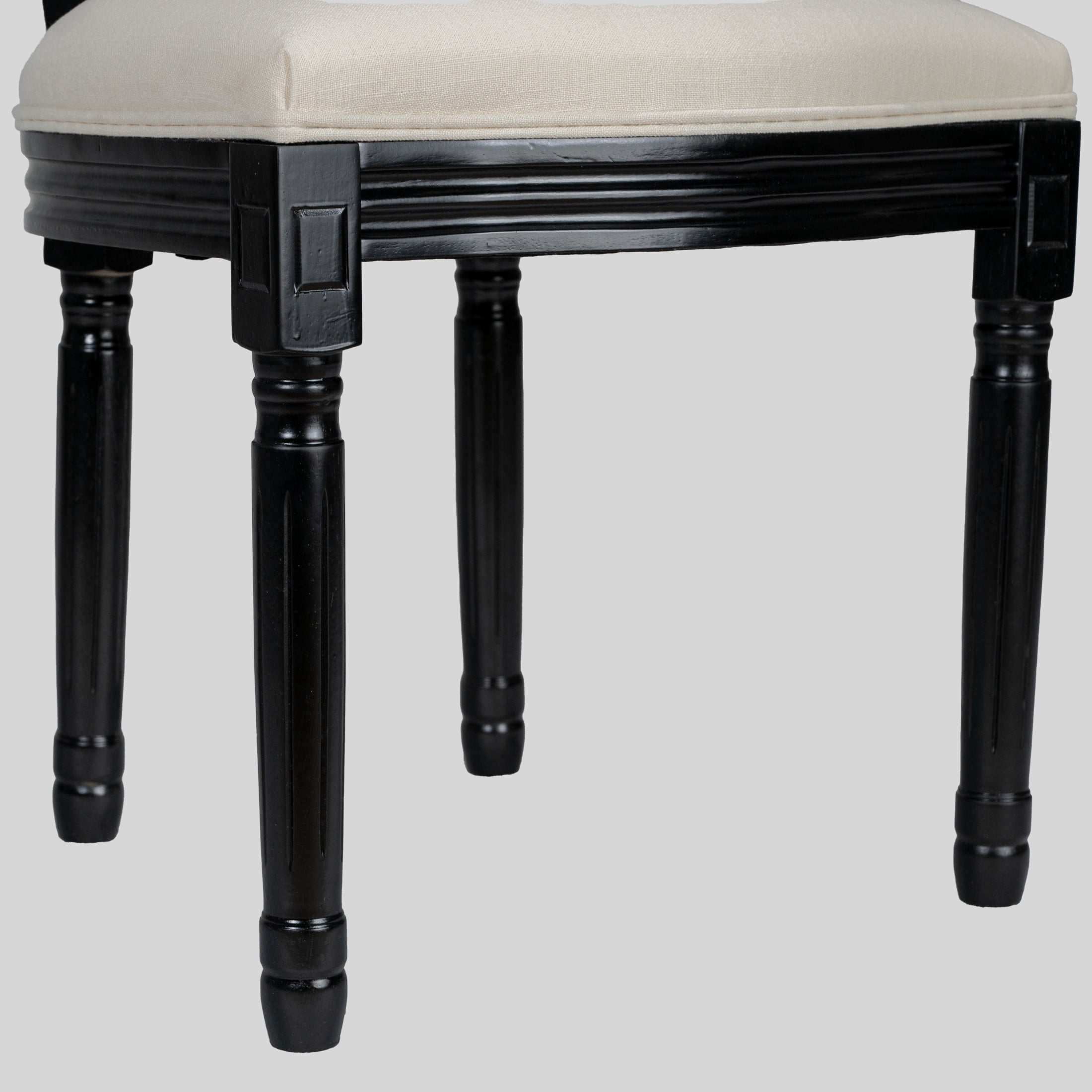 Noble House Caldon French Country Upholstered Dining Chairs with Solid Wood Frame and Padded Back, Beige, Set of 2
