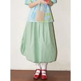 thumbnail image 5 of Rdhnmea Women Bubble Skirt, Elegant Elastic Waist Pleated Solid Long Skirt, 5 of 8