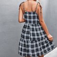 thumbnail image 6 of Womens Summer Dresses Sleeveless Tie Shoulder Strap Plaid Print Mini Dress Square Neck A-line Flowy Beach Cami Dress, 6 of 6