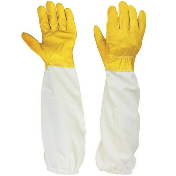 1 Par de Guantes Amarillos de Apicultor de Pulgar Recto y Mano Suave, Talla XL