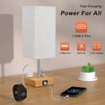 thumbnail image 4 of Lámpara de mesa totalmente regulable con lámpara de noche de madera maciza USB C con puertos USB C+a y salidas de CA duales, lámpara de dormitorio con bombilla regulable, luz de, 4 of 5
