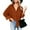 Orange, variant on Womens Button Down Shirt Corduroy Long Sleeve V-Neck Collared Plain Blouses Oversized Baggy Solid Loose Fit Tops with Pocket