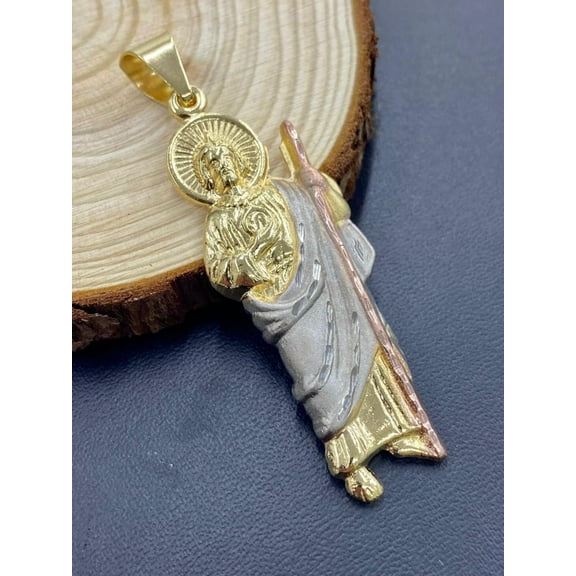Saint Jude Pendant For Men / San Judas Pendant 2.5x1" / Mens Pendant / Dije de San Judas en Oro Lamindo Para Hombre