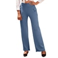 thumbnail image 5 of Womens Dress Pants Fleece Stretchy Business Casual Flare Yoga Pants Petite Lightweight Pull On Office Slacks Pockets, 5 of 9