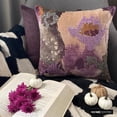 thumbnail image 1 of Funda de almohada con cremallera, morada, 35 x 35 cm (14 x 14 pulgadas), fundas de cojín de terciopelo, cojines con cuentas y estampados para sofá, diseño abstracto de estilo moderno - Flora N Fauna, 1 of 8