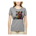 thumbnail image 2 of Wild Bobby Colorful Rainbow Siberian Tiger Animal Lover Women Graphic Tee, Heather Grey, XX-Large, 2 of 5