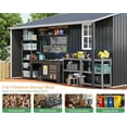 thumbnail image 3 of Jocisland 12x12x6.6 ft Galvanized Metal Storage Shed with Sliding Doors & Ramp, 2 Window & Vent, Weather-Resistant Outdoor Tool/Garden Shed, Dark Grey, 3 of 8