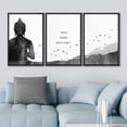 thumbnail image 3 of IDEA4WALL Framed Canvas Print Wall Art Set Buddha Mountain Bird Motivational Typography Nature Cultural Art Contemporary Decorative for Living Room, Bedroom, Office - 24"x36"x3 Black, 3 of 5