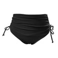 thumbnail image 3 of Conairie Womens Bikini Bottoms High Cut Tummy Control Swimsuit Comfortable Ruched Scrunch Swim Bottom Black L, 3 of 4
