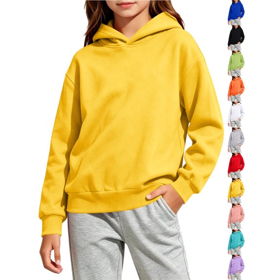 Plus Size Winter Hoodies for Children Long Sleeve Hoodie Girls And Boys Solid Color Hooded Sweatshirt Casual Basic Tops