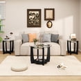 thumbnail image 4 of Costway Tempered Glass Coffee Table Set of 3, 2-Tier Coffee Table & 2 Round End Tables Transparent & Black, 4 of 10