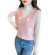 thumbnail image 5 of Disparo en stock Otoño Nuevo estilo coreano camisa de gasa de cuello alto medio con chaleco de punto traje de dos piezas para mujeres, 5 of 5