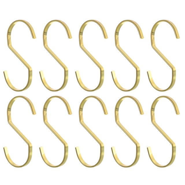 Unique Bargains 16Pcs 4.1 Inch Flat S Hooks Hanging Hook for Home Kitchen Storage, 7mm Gold