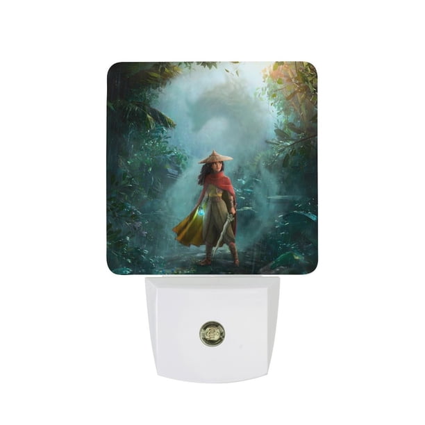 Raya y el Último Dragón Luz nocturna LED con sensor de anochecer a amanecer para dormitorio, baño, pasillo, escaleras - Lámpara LED nocturna de enchufe, 0.5W - 1 pieza