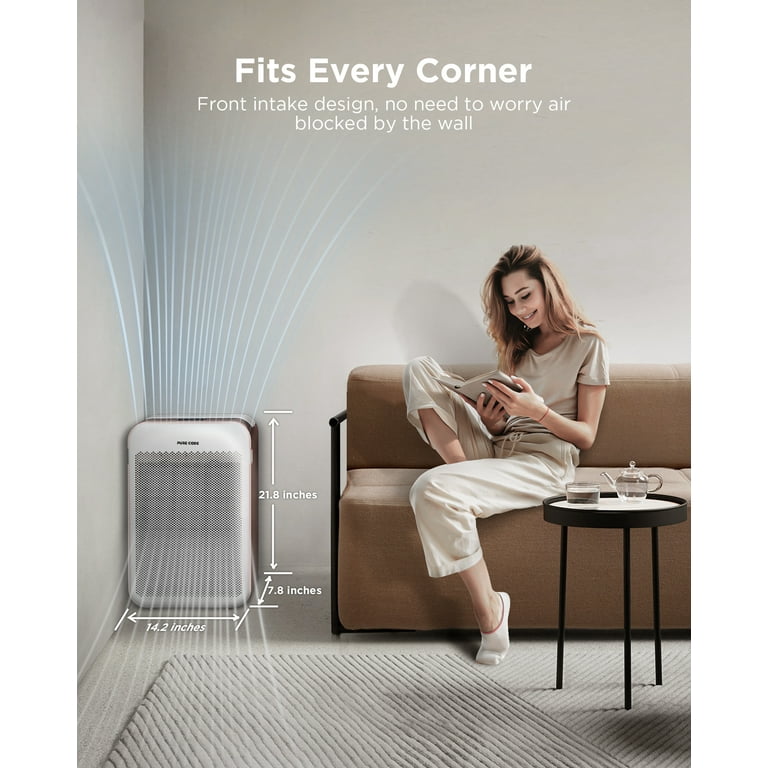 PURE CODE Air Purifier For Bedroom Home Quiet Air Cleaner With Net Ion  Washable Pre Filter,APU-Z43PUS 
