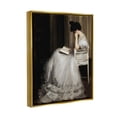thumbnail image 3 of Woman in Gown Reading Portrait Typography Painting Metallic Gold Framed Art Print Wall Art, 3 of 6
