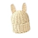 thumbnail image 1 of Cesta de almacenamiento decorativa con orejas de conejo hecha a mano, cuerda de papel con tapa y bandeja para juguetes. Oreja blanca, 1 of 9