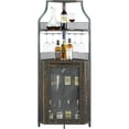 thumbnail image 6 of Sunvasagoo Corner Wine Bar Cabinet, 50-Bottle Storage, Adjustable Shelves, MDF&Metal Frame, Burnt Color, 6 of 9