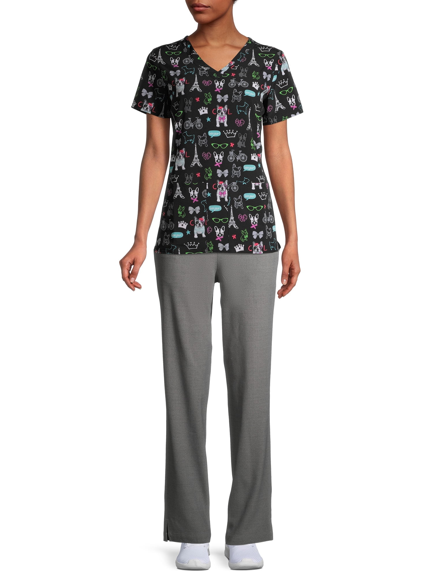 ClimateRight by Cuddl Duds Modern Fit Straight-Leg Flat Front Scrub Pant (Women's Petite), 1 Count, 1 Pack
