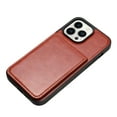 thumbnail image 3 of For Apple iPhone 15 6.1 inch Metal Button Flip Stand Hidden Card Holder Leather Shockproof Protective Wallet Case Cover Black, 3 of 6