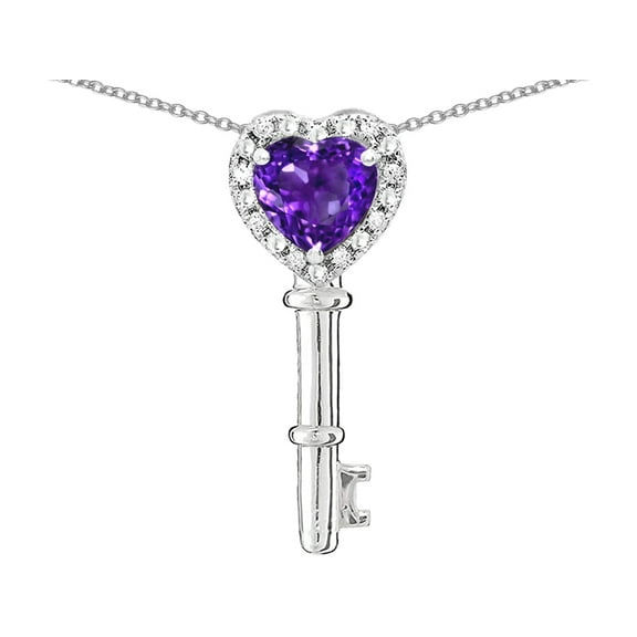 Star K � Key to My Heart Pendant Necklace with Genuine Amethyst