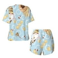 thumbnail image 6 of "Wukai Cute Gnome Bee Collects Honey Women's Pajama Set - Short-Sleeve Top and Shorts with Elastic Waistband and Pockets for Loungewear, Yoga, and Casual Wear-3X-Large, 6 of 8