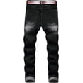 thumbnail image 2 of Men's Ripped Distressed Destroyed Slim Fit Straight Leg Denim Jeans, 2 of 13
