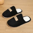 thumbnail image 5 of Kopltyrfg Women's Comfy Scuff Slippers Soft Striped Terry Cloth Memory Foam Home House Shoe |Black 44, 5 of 5