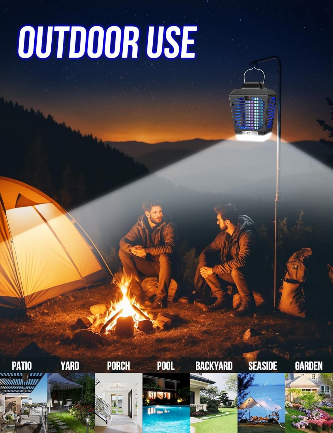 Bug Zapper, Mosquito Zapper with LED Light, Bug Zapper Outdoor, Electric Fly Zapper, Mosquito Killer, Fly Traps, Flying Insects Zapper Indoor Outdoor