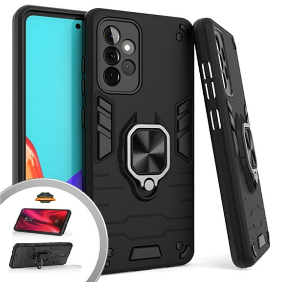 Xpression Case for Samsung Galaxy A52 5G Military Grade Protection Heavy Duty Armor Shockproof with 360 Ring Kickstand Stand Holder Phone Cover [Black]