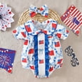thumbnail image 2 of Baby Girl Rompers Girls Short Sleeve Independence Day 4Th of July Prints Romper Bodysuits Baby Romper Blue 0 Months-3 Months, 2 of 6