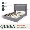 thumbnail image 6 of Amolife Queen Size Lift Up Storage Platform Bed Frame with Velvet Built-in Charging Station Wingback Headboard, Grey, 6 of 15