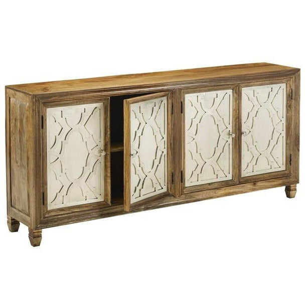 80" Rustic Wood Sideboard Buffet with Silver Doors Accents - Walmart.com