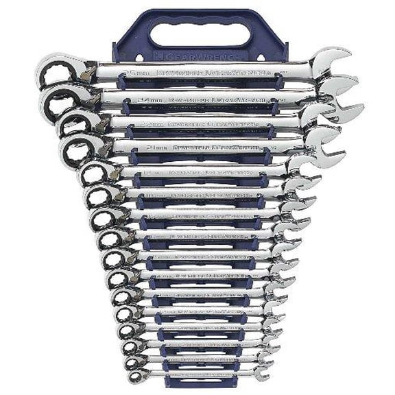 GEARWRENCH EHT9602N, 72 Tooth, Reversible Combination Wrench, 16 Piece