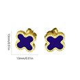 thumbnail image 2 of SHEZEMAO 18K Gold Plated Clover Stud Earrings Fashion Personality Jewelry for Women (Dark Blue), 2 of 7
