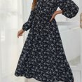 thumbnail image 3 of Women Casual Loose Bohemian Floral Dress Sleeve Long Maxi Summer Beach Swing Dress,2XL, 3 of 5