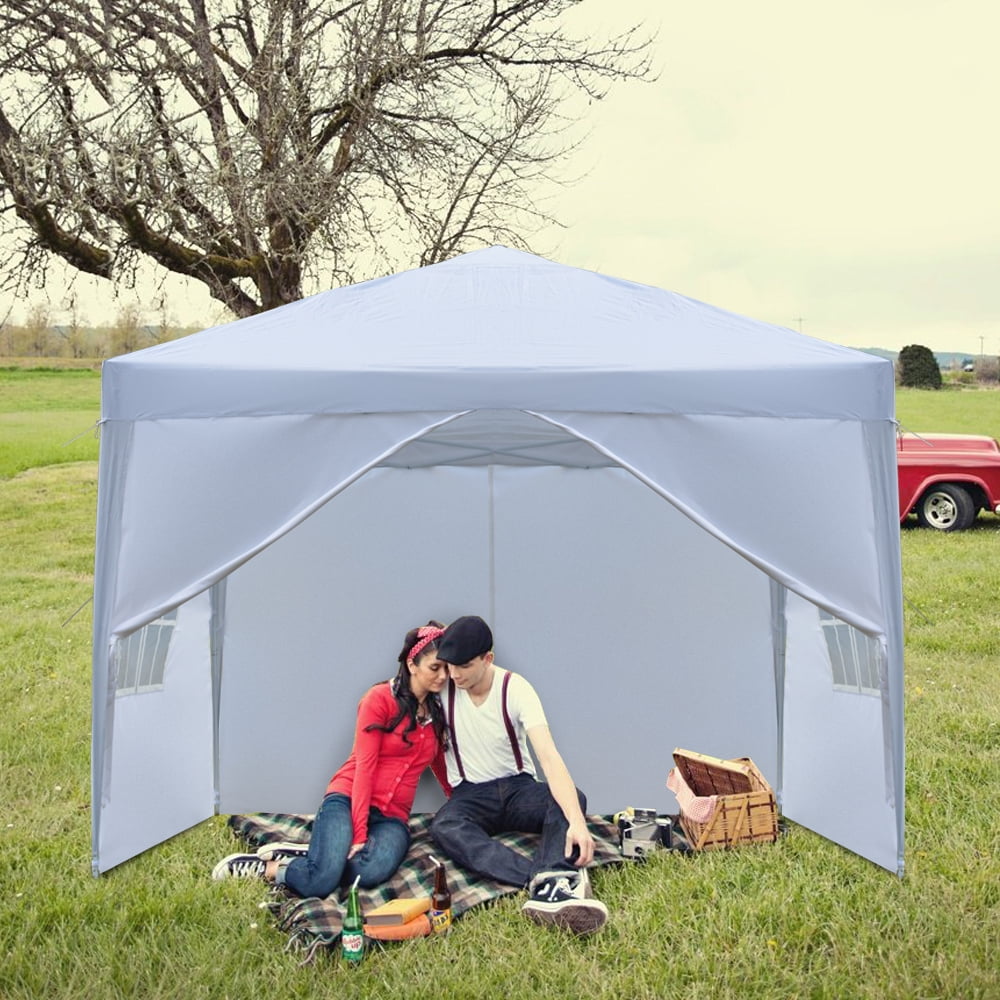 10x10 FT Heavy Duty Canopy Folding Wedding Party Tent Gazebo with 4 Side Walls 