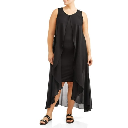 Ella Samani - Women's Plus Size Sleeveless Chiffon Flyaway Dress ...