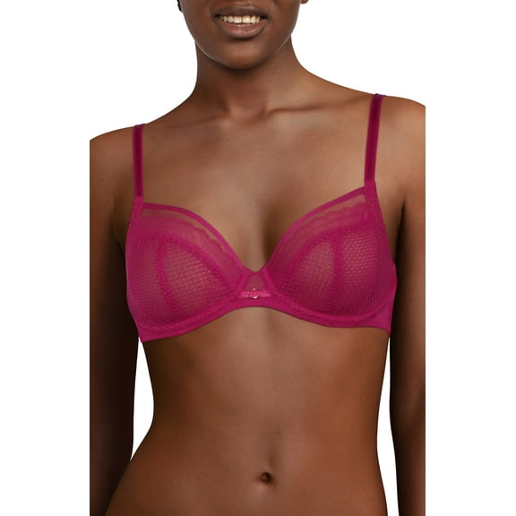 Chantelle Intimates Unlined Plunge Underwire Bra in Magenta Size 34DDD US