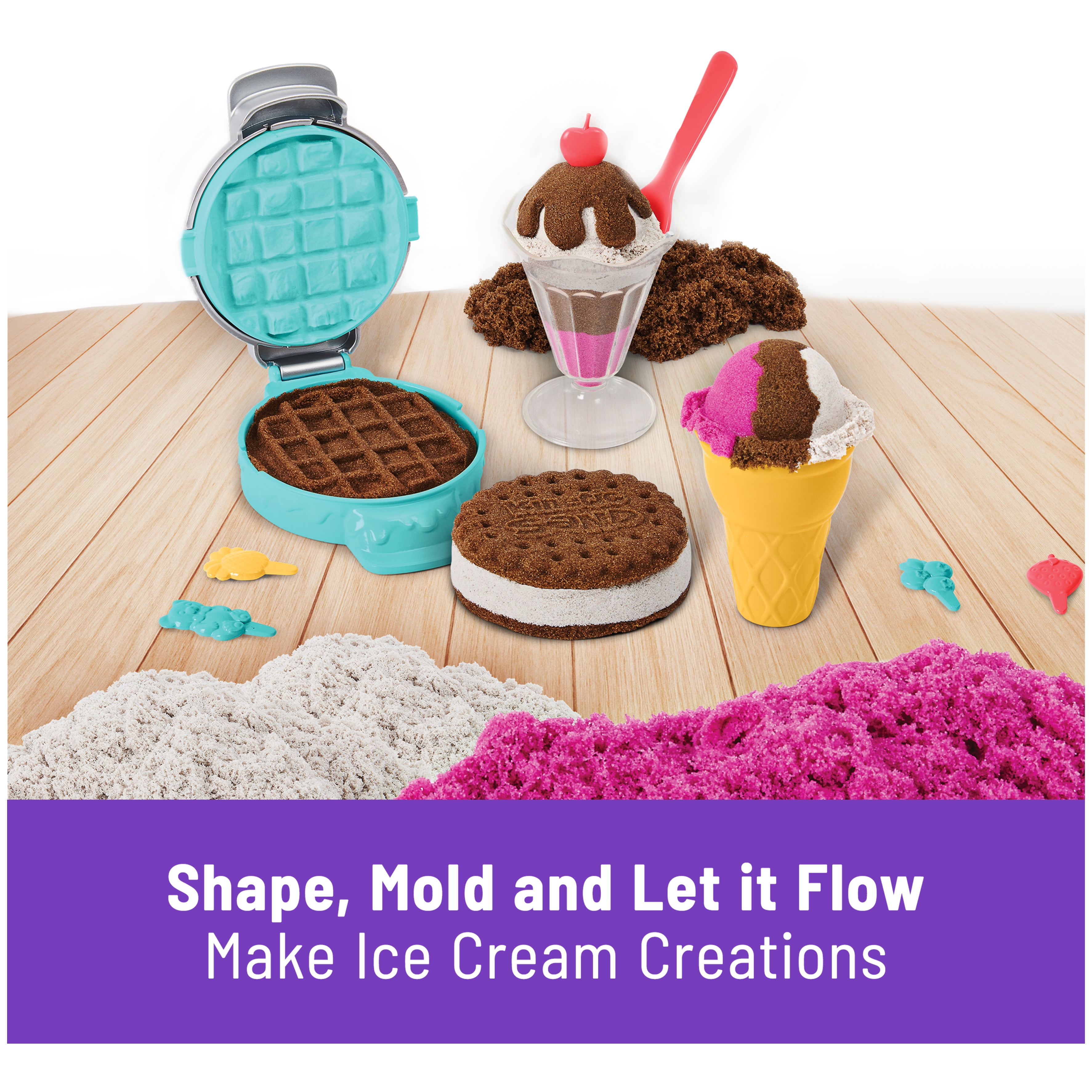 Kinetic Sand, Soft Serve Station with 14oz of Play Sand (Blue, Pink and  White), 2 Ice Cream Cones and 2 Tools, Sensory Toys for Kids Aged 5 and up  – Shop Spin Master