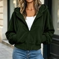 thumbnail image 2 of Ozmmyan Womens Cropped Zip Up Hoodie Ribbed Texture Drawstring Hooded Sweatshirt Jacket with Pockets Casual Fall Outerwear Streetwear Top, 2 of 6