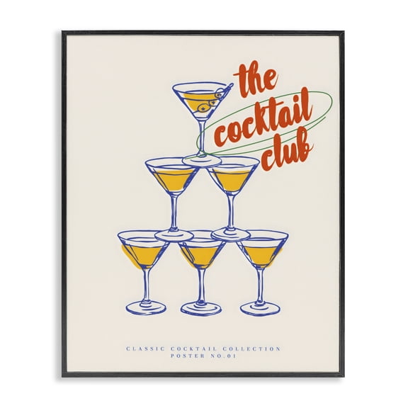 Stupell Industries Eclectic Tower Toast Cocktail Club Black Framed Giclee Art, 11 x 14, by The Prints Vibe