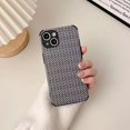 thumbnail image 1 of Funda para teléfono iPhone 14plus con patrón de tejido de piel de cordero, funda de cuero con estilo fragante de colores combinados, 1 of 6