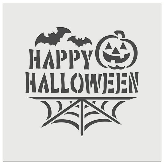 Happy Halloween Bats Spider Web Jack-O'-Lantern DIY Cookie Wall Craft Stencil - 5.5 Inch