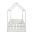 thumbnail image 4 of Twin Size House Bed with Fence Railings House Bed Twin Size Wood Bed Frame with Roof and Fence, 4 of 7