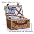 thumbnail image 6 of Wicker Picnic Basket Set for 2 Persons Large Willow Hamper with Insulated Cooler Compartment and Cutlery Service Kit, Classic Stripe Grey, 6 of 6