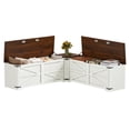 thumbnail image 3 of Dextrus L-Shaped Wood Farmhouse Storage Chest, Corner Dining Breakfast Bench with Hidden Storage, White, 3 of 10