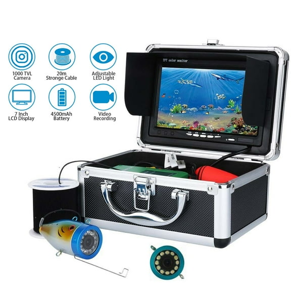 Underwater Fishing Camera with 7 Inch LCD Monitor, HD 1000 TVL Portable Fish Finder Camera, 30Pcs Adjustable LED White Lamp Light, 20M Cable Waterproof IP68 Camera for Ice Lake Sea Boat Kayak Fishing